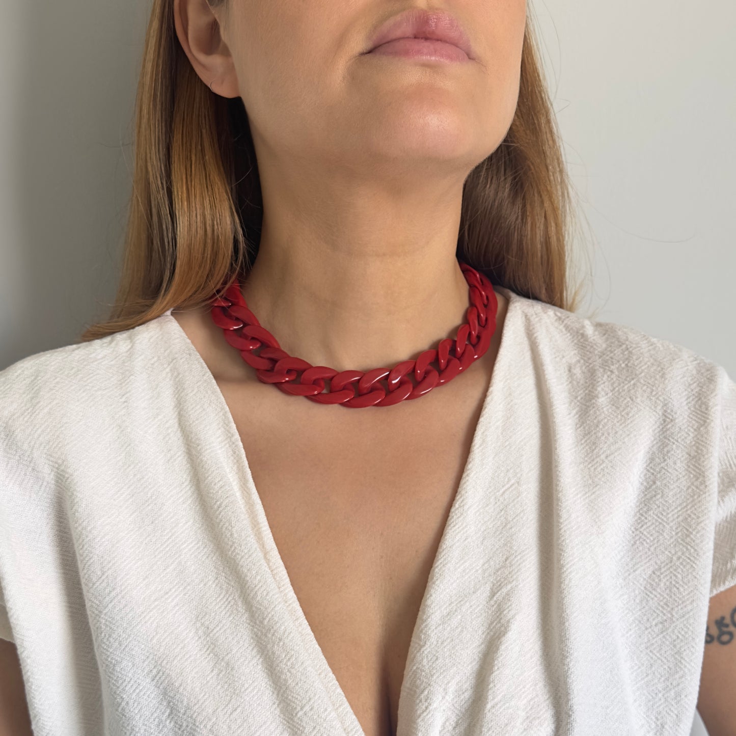 Colar de elo corrente vermelho