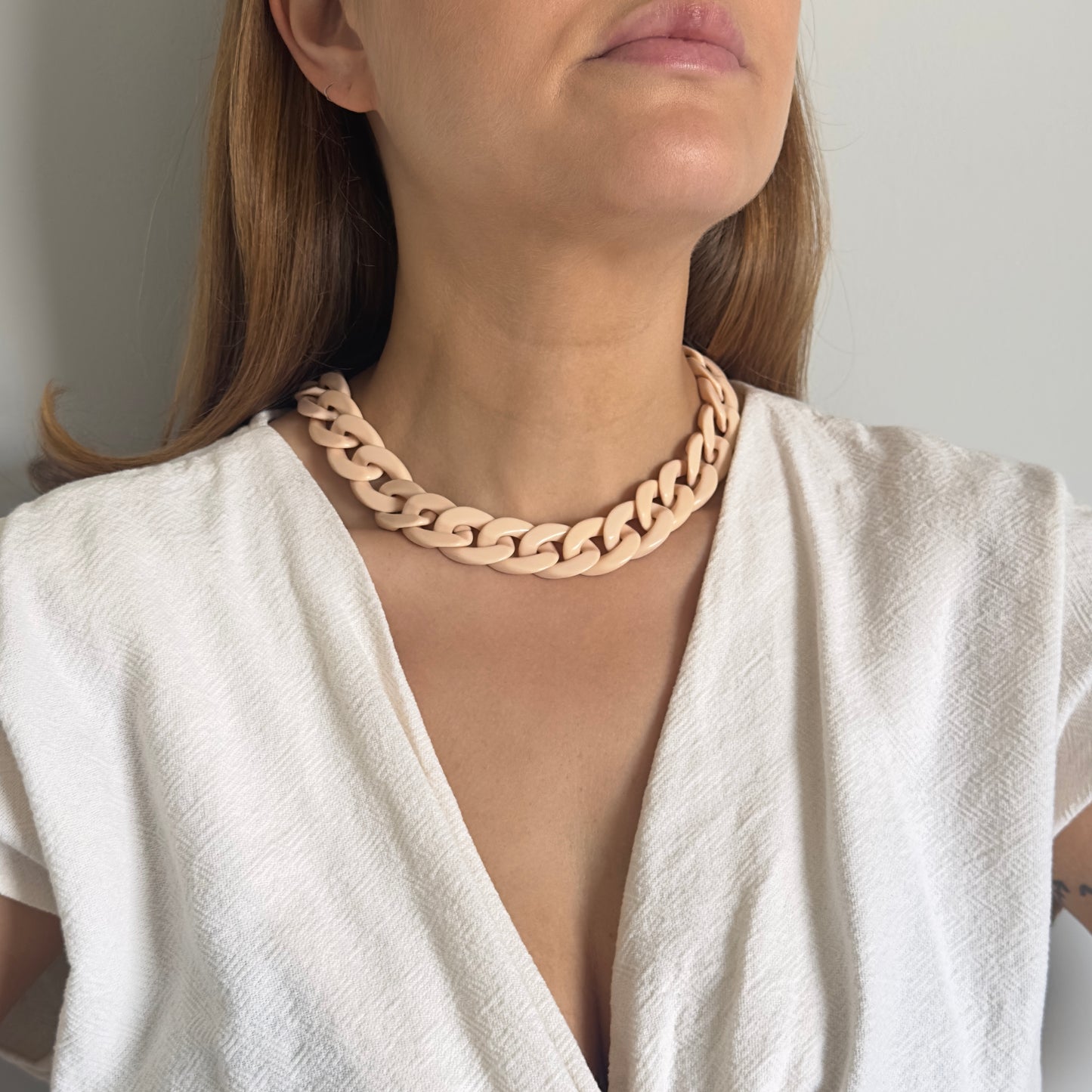 Colar de elo corrente laranja claro