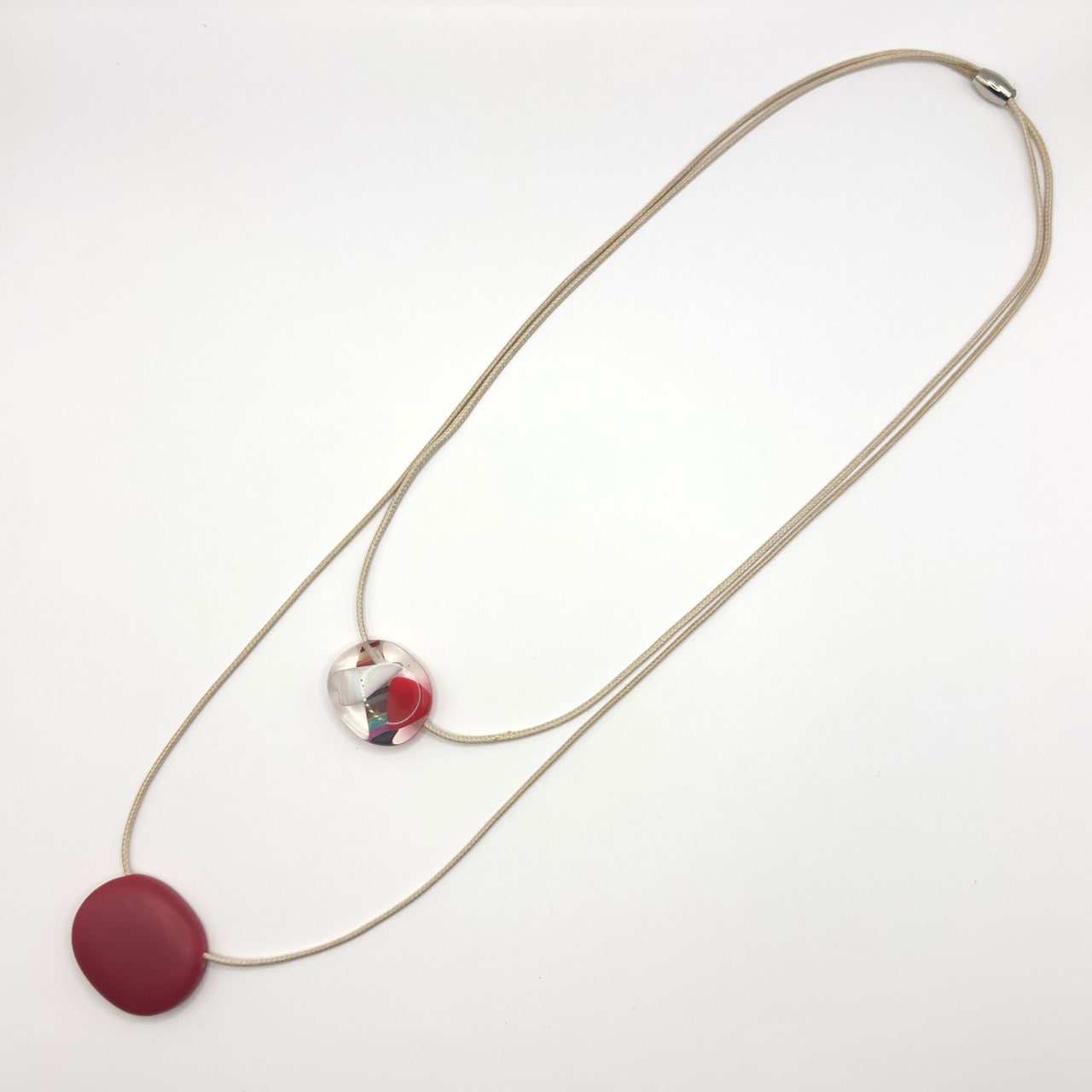 Colar Resina Longo Duplo Vermelho