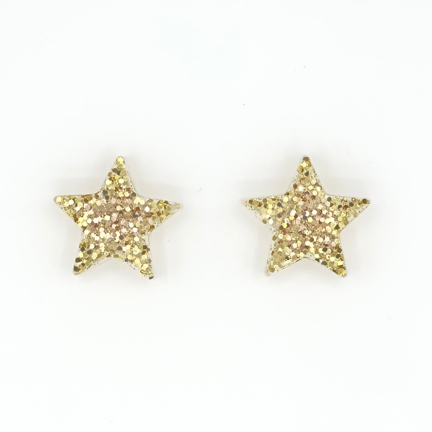 Brinco Estrela Dourada com Glitter - Fridali Shop