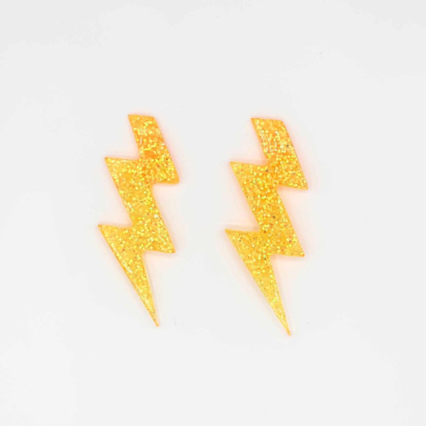 Brinco Raio Laranja Translúcido com Glitter - Fridali Shop