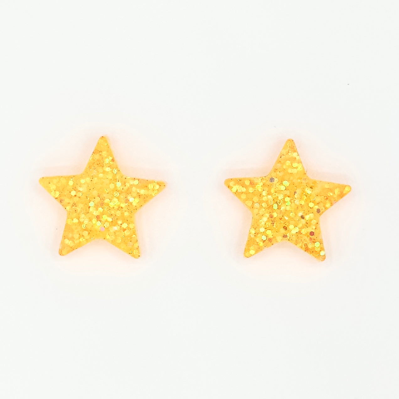 Brinco Estrela Laranja Translúcida com Glitter - Fridali Shop