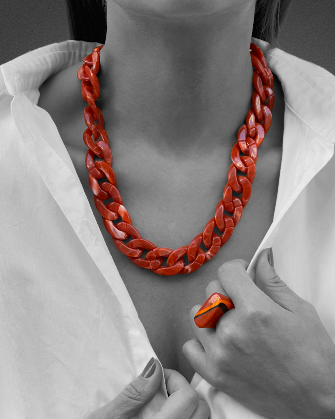 Colar Corrente Laranja - Fridali Shop