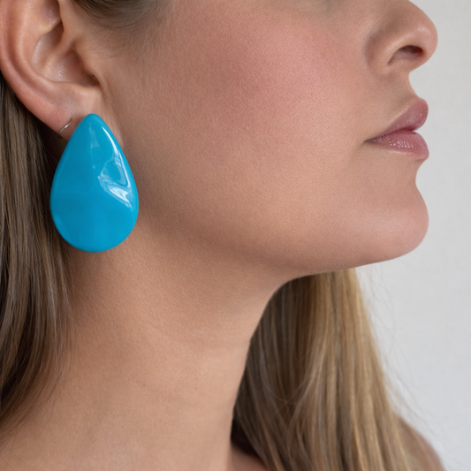 Brinco Gota Grande Azul Turquesa