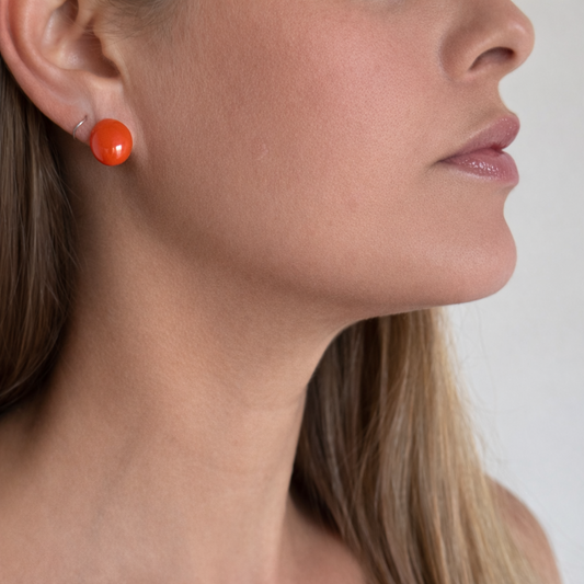 Brinco Mini Oval Vermelho - Fridali Shop