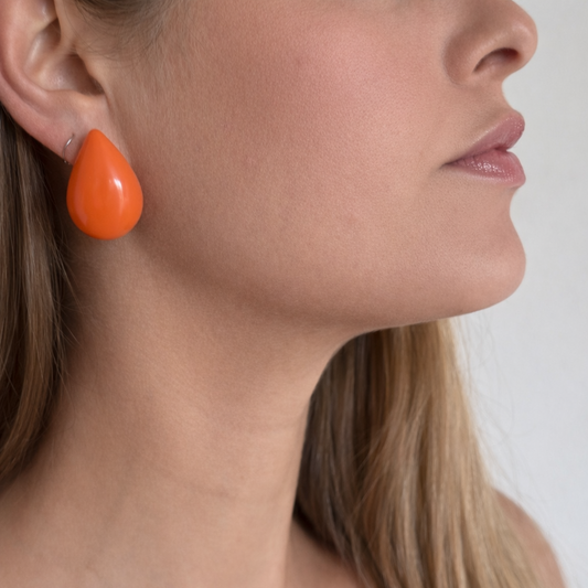 Brinco Gota Laranja Pequeno - Fridali Shop