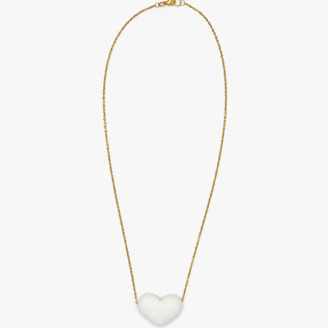 Colar Aço Inoxidável Coração Branco