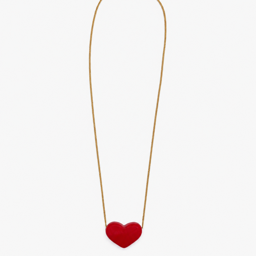 Colar Aço Inoxidável Coração Vermelho