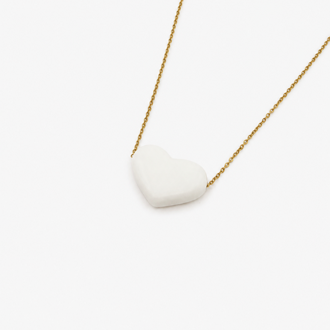 Colar Aço Inoxidável Coração Branco