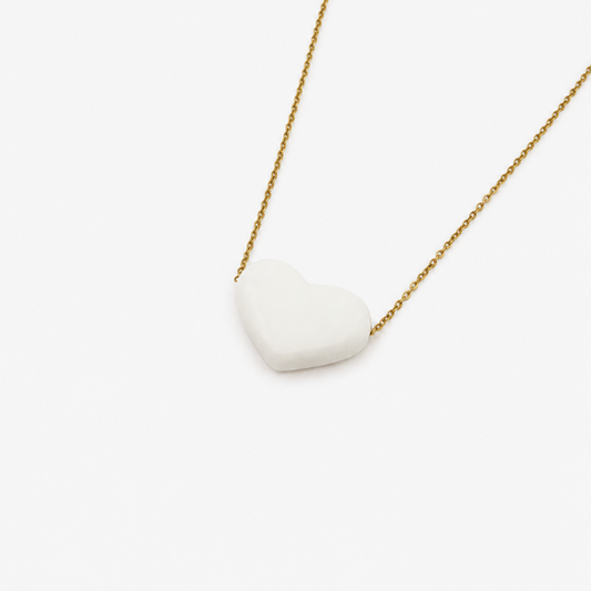 Colar Aço Inoxidável Coração Branco