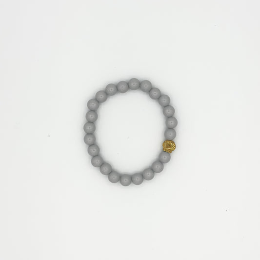 Pulseira de Contas Elástica Cinza