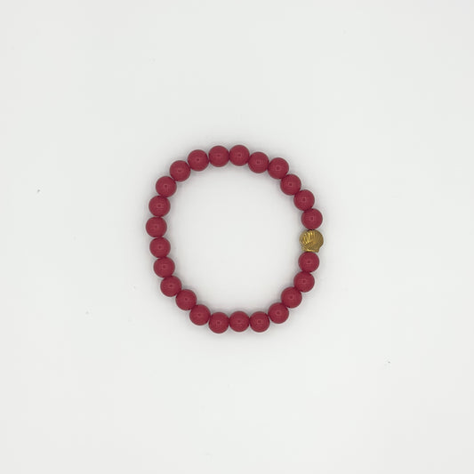 Pulseira de Contas Elástica Vermelha