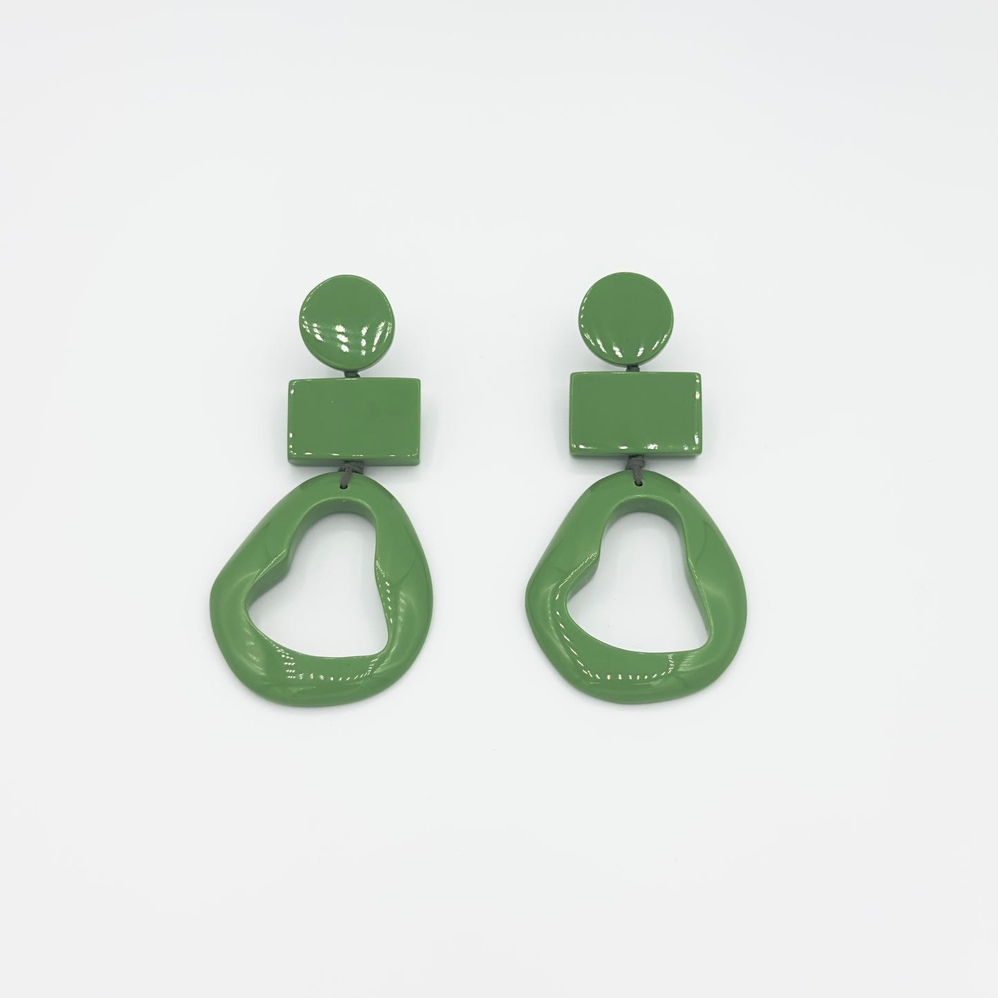 Brinco Geometrico Verde Oliva