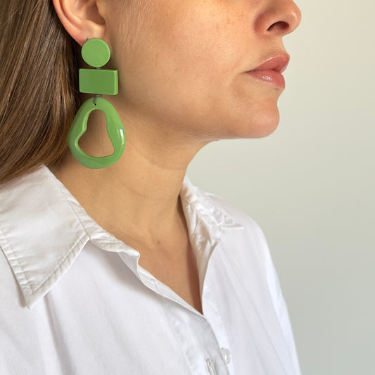 Brinco Geometrico Verde Oliva