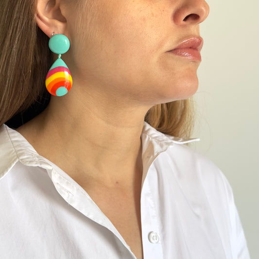 Brinco Caribe turquesa com detalhes