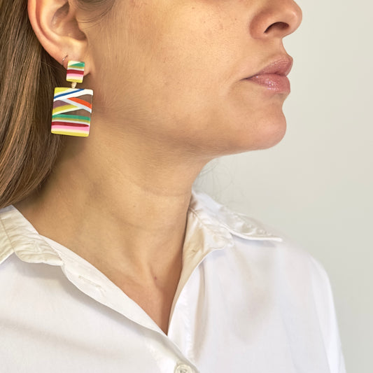 Brinco Istambul Transparente com Listras Coloridas