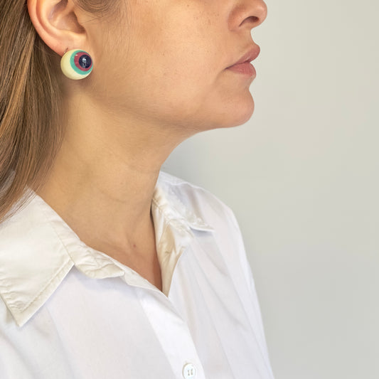 Brinco Redondo Colorido Marfim
