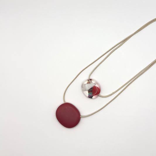 Colar Resina Longo Duplo Vermelho