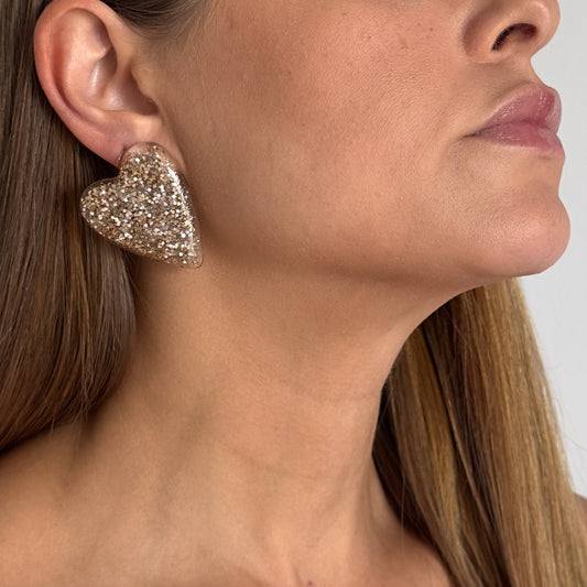 Brinco Corazion Rosé dourado - Fridali Shop