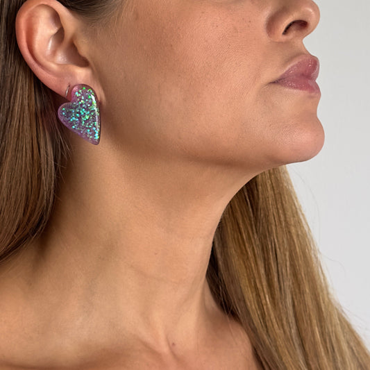 Brinco Coração Roxo vibrante - Fridali Shop