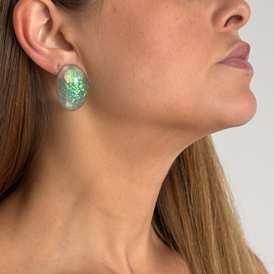 Brinco Oval Azul vibrante - Fridali Shop