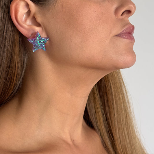 Brinco Estrela Roxo vibrante - Fridali Shop
