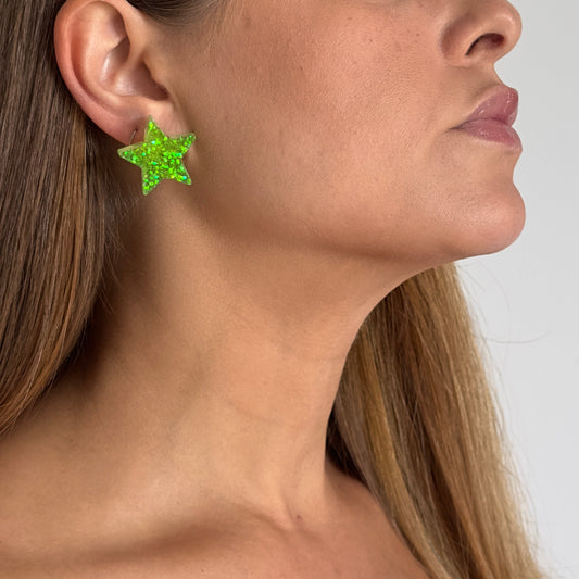 Brinco Estrela Verde vibrante - Fridali Shop