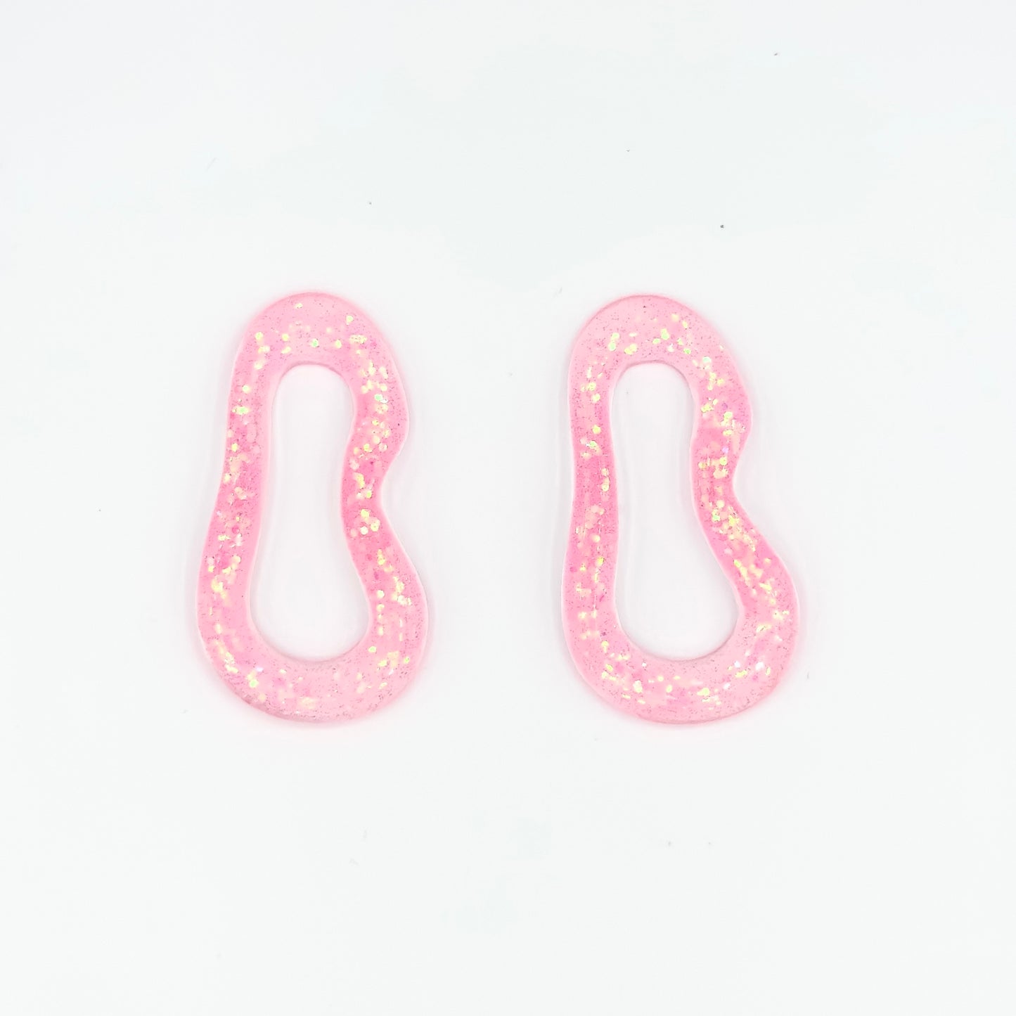 Brinco Orgânico Rosa Translúcido com Glitter - Fridali Shop