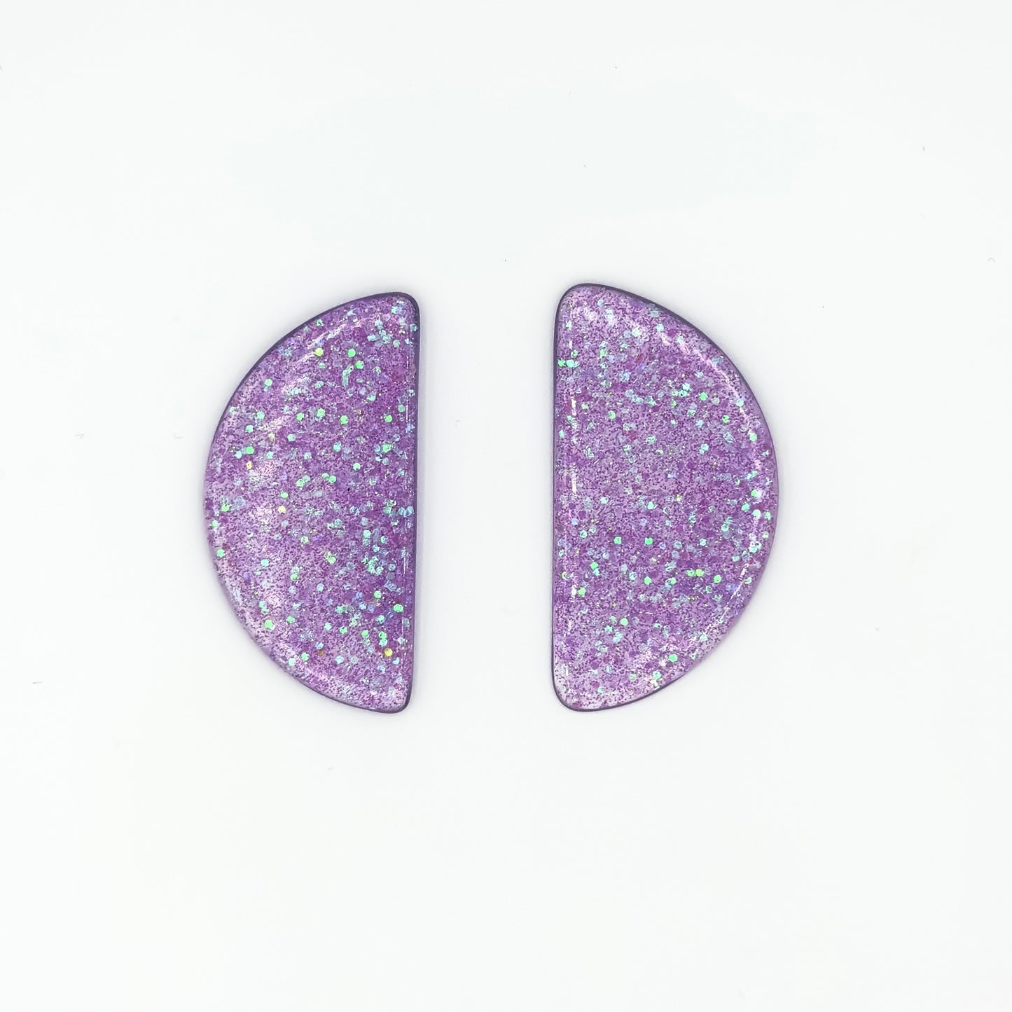 Brinco Meia Lua roxo com glitter - Fridali Shop