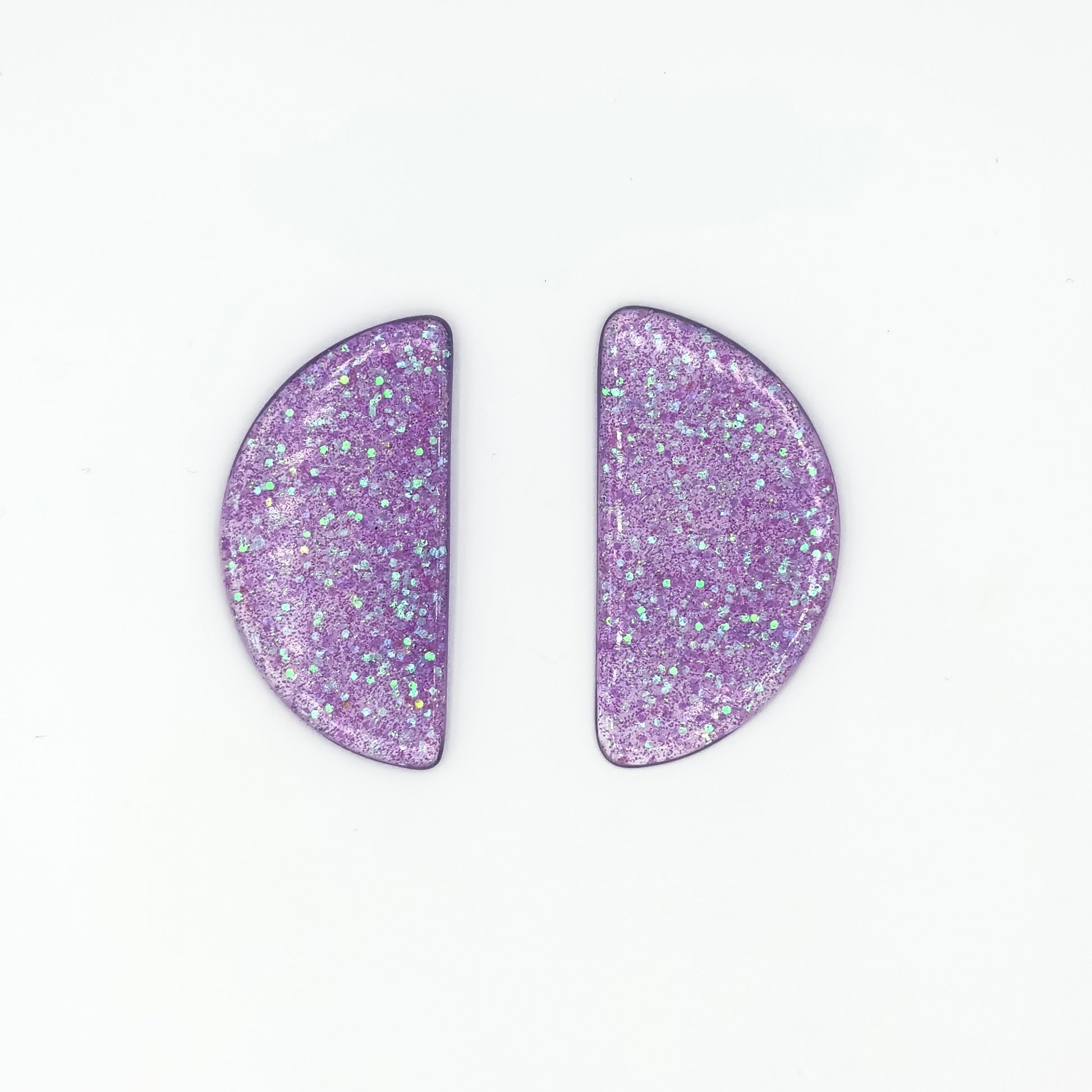 Brinco Meia Lua roxo com glitter - Fridali Shop