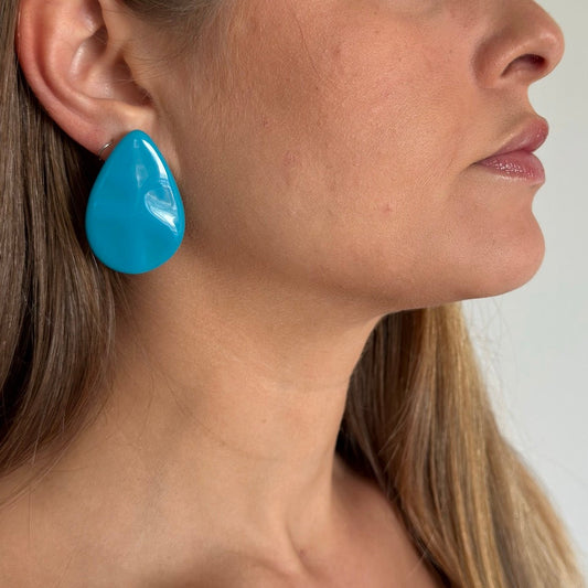 Brinco Gota Grande Azul Turquesa - Fridali Shop