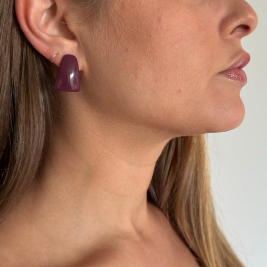 Brinco Retangular Roxo Beringela - Fridali Shop