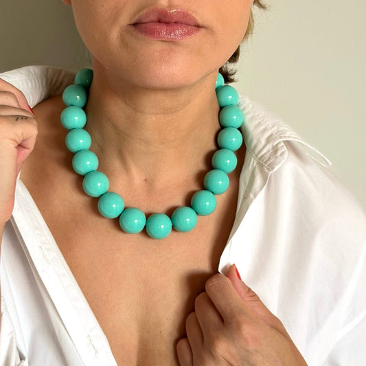 Colar de Bolas Grandes Azul Turquesa - Fridali Shop